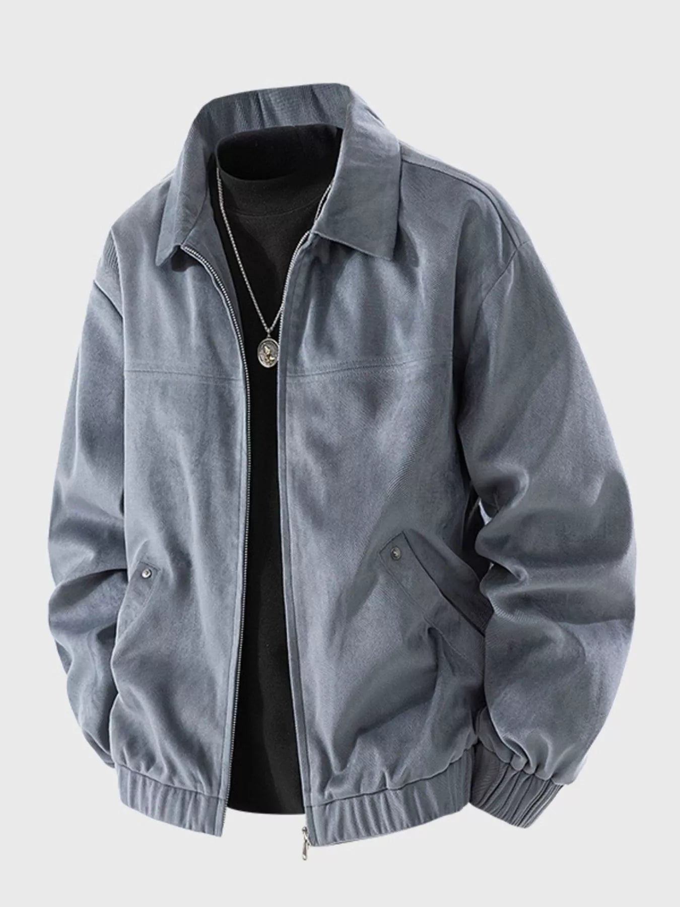 Men's Plus Size Casual Solid Color Zip - Up Jacket - PBNJ FASHIONS