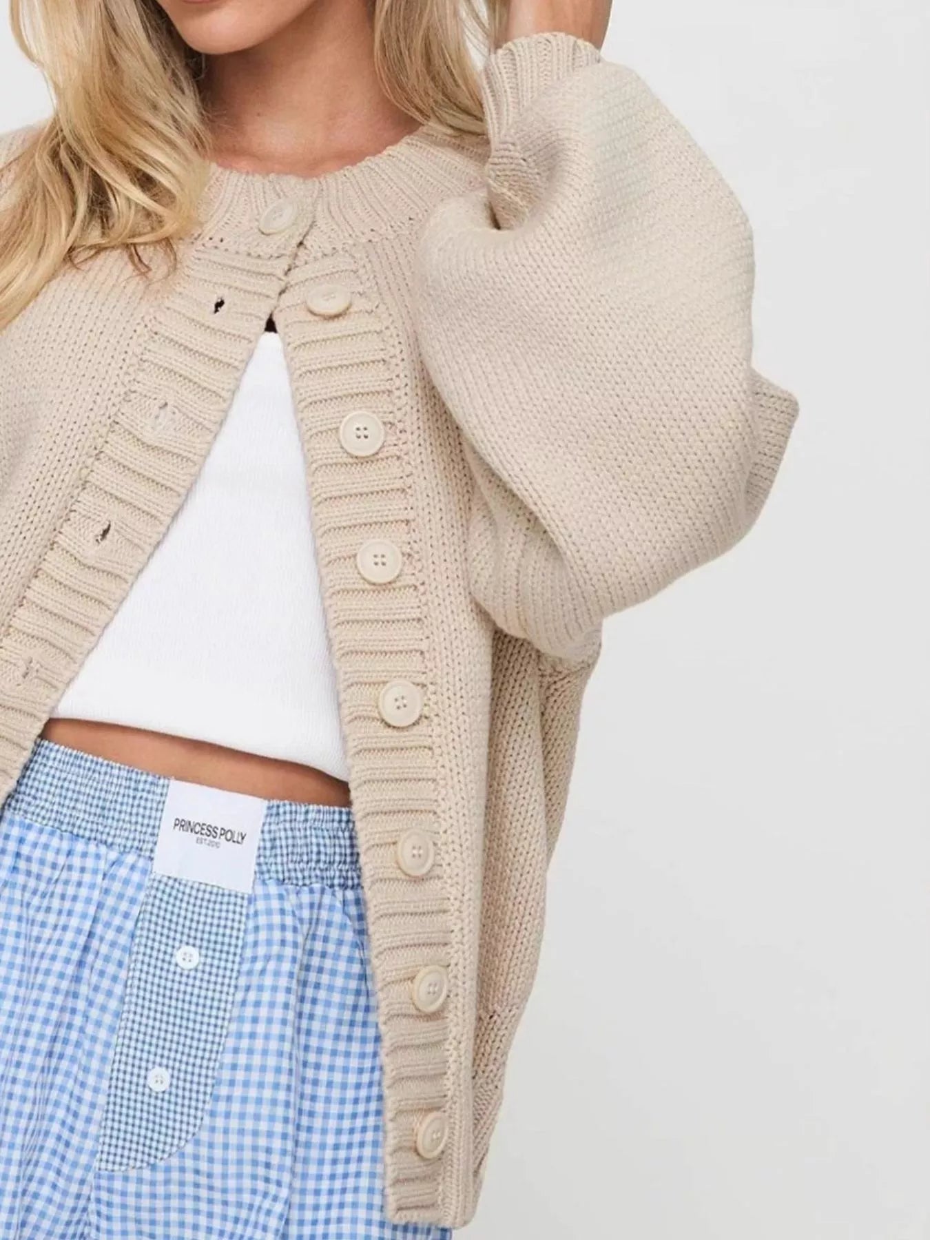 Full Size Button - Down Knit Cardigan Plus Size - PBNJ FASHIONS