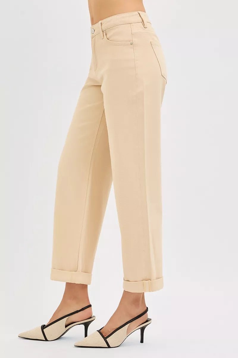 RISEN Tummy Control Mid Rise Ankle Barrel Relaxed Baggy - PBNJ FASHIONS