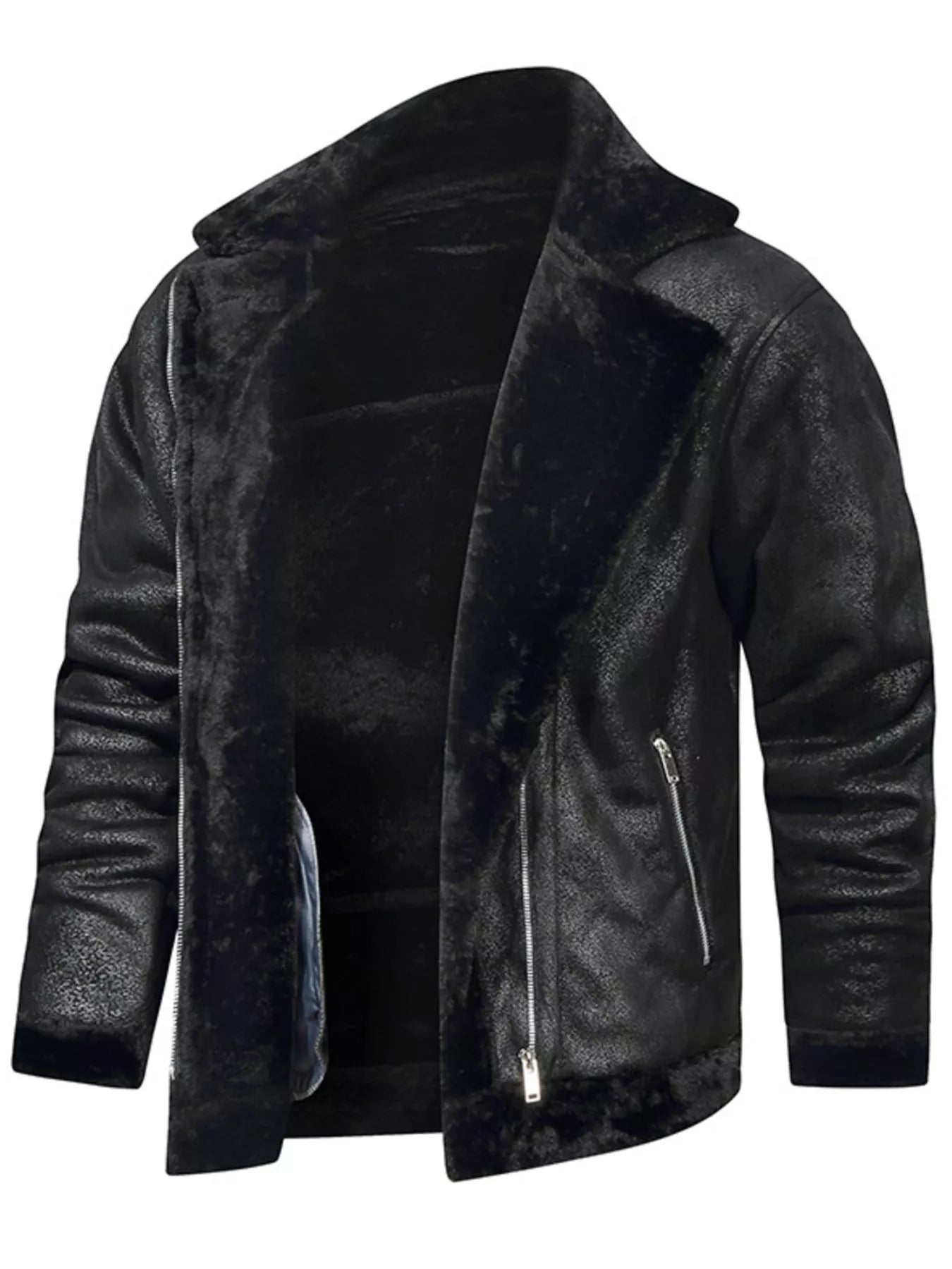 Men's Plus Size Zip Up Fuzzy Outerwear - PBNJ FASHIONS