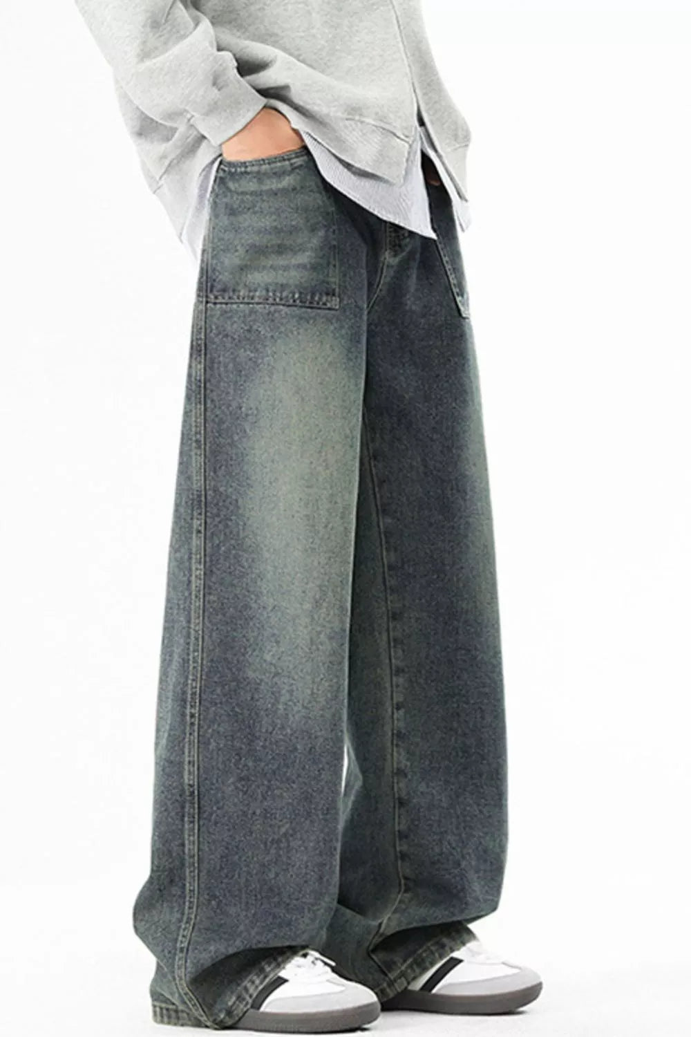 Men's Full Size Wide Leg Vintage Wash Jeans Plus Size - PBNJ FASHIONS