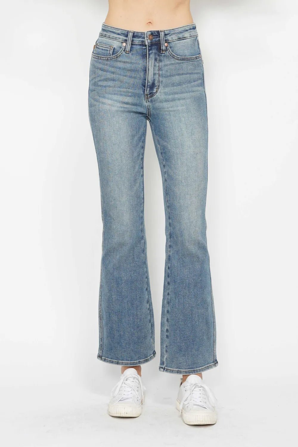 Judy Blue Full Size Tummy Control Back Embroidered Pocketed Bootcut Jeans Plus Size - PBNJ FASHIONS
