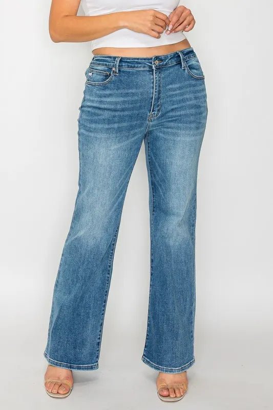 bytos Full Size Cat's Whiskers Mid Rise Bootcut Jeans - PBNJ FASHIONS