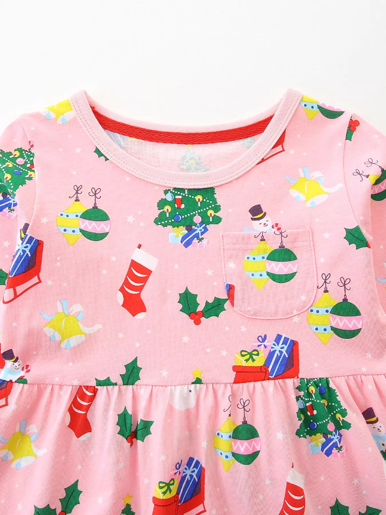 Children's Christmas Print Long Sleeve Casual Dress - PBNJ FASHIONS