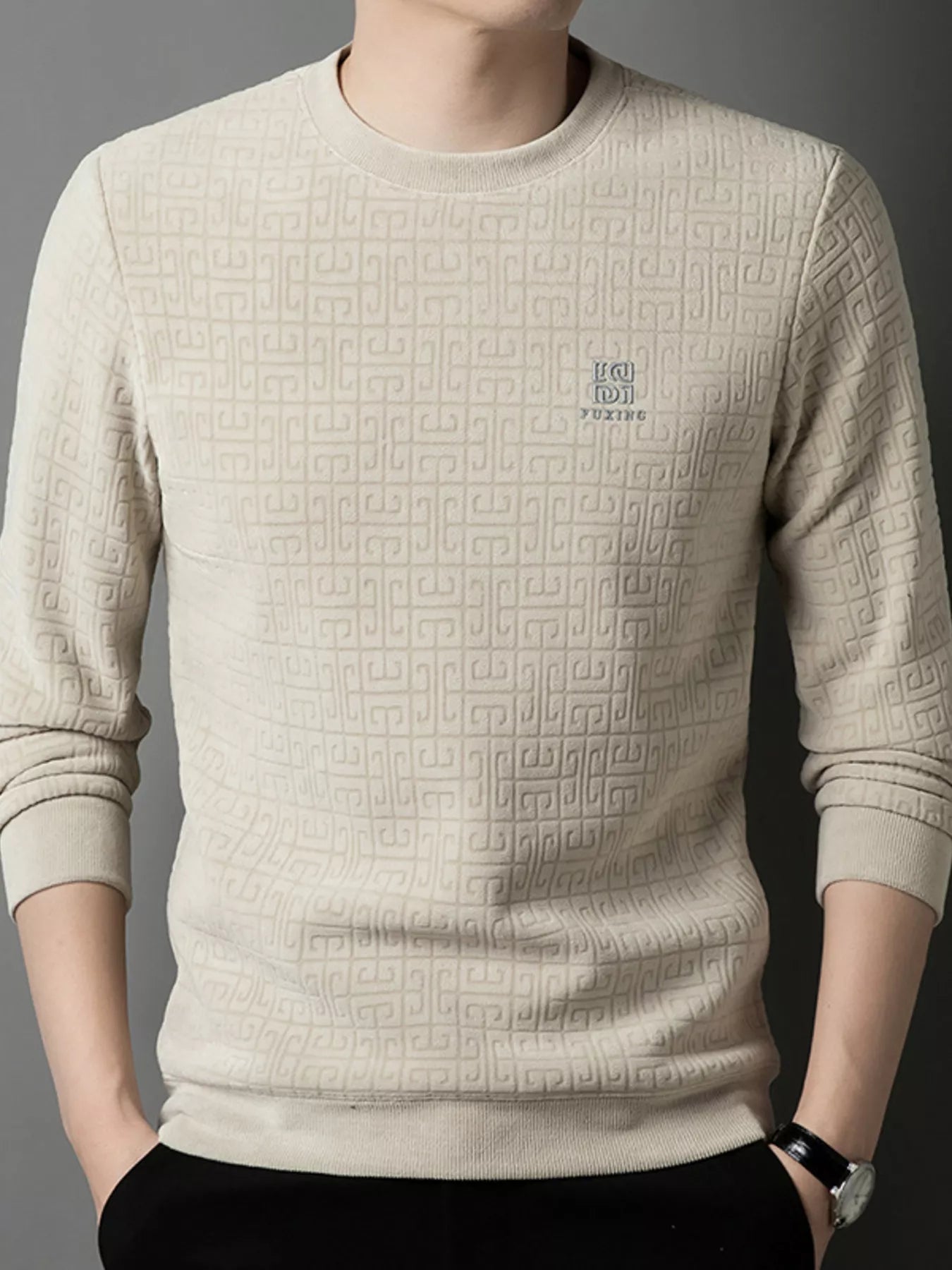 Men's Plus Size Long Sleeve Textured Casual Knit Top - PBNJ FASHIONS