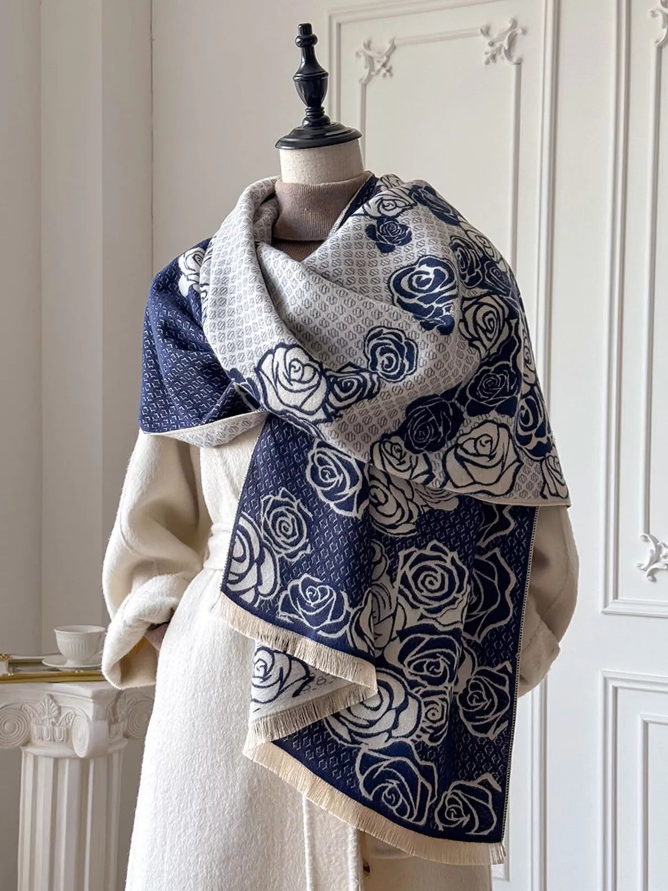Rose Pattern Warm Scarf - PBNJ FASHIONS