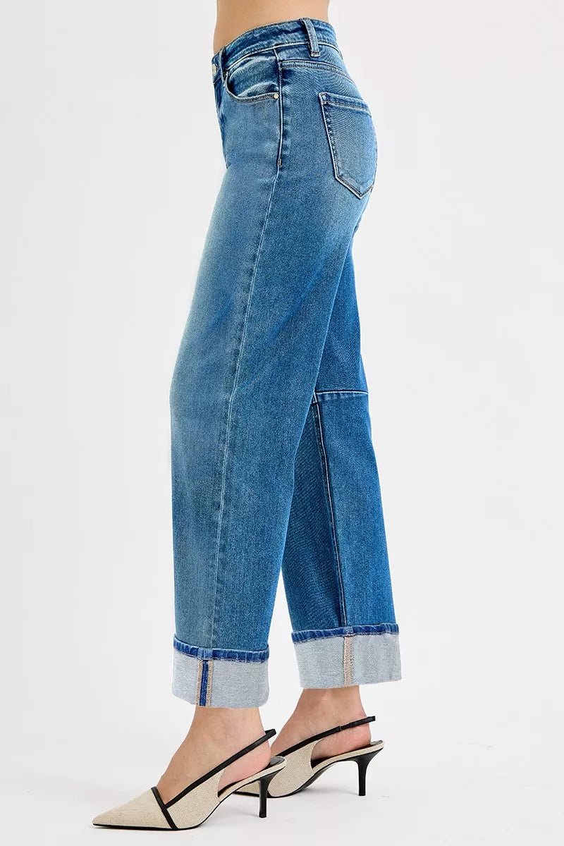 RISEN Slouchy Crop Barrel Cuffed Jeans - PBNJ FASHIONS