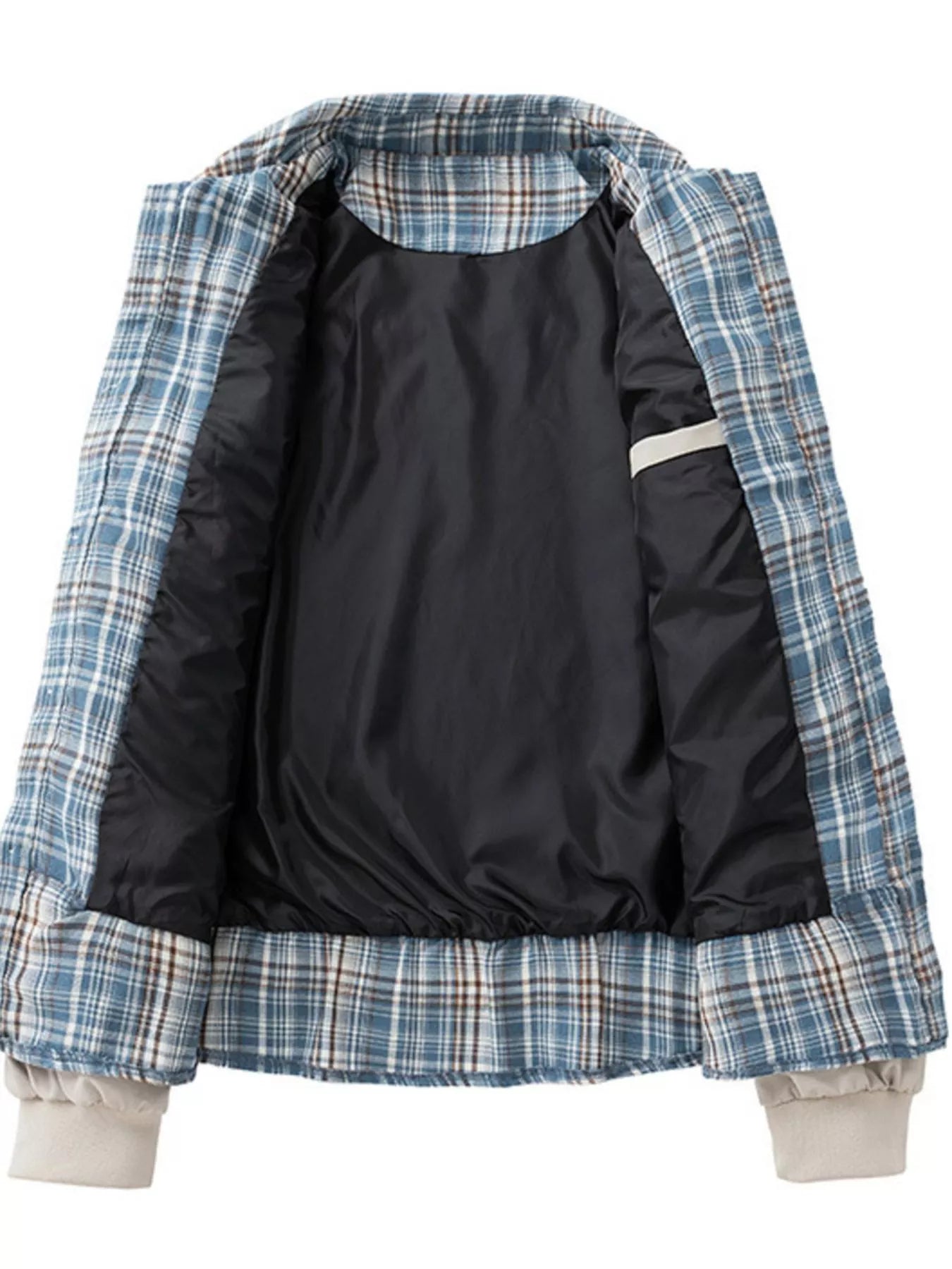 Men's Plus Size Plaid Trim Long Sleeve Jacket - PBNJ FASHIONS