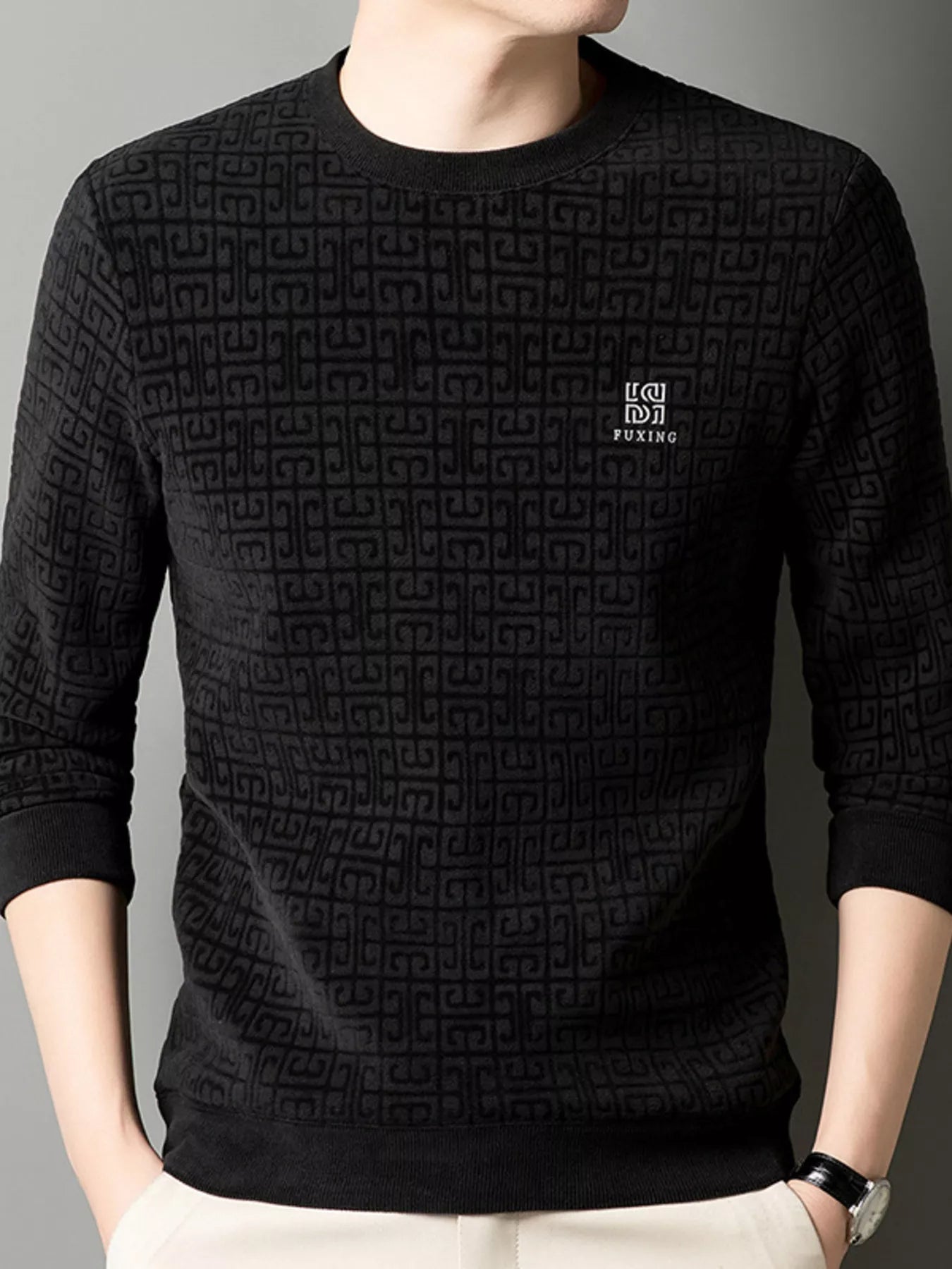 Men's Plus Size Long Sleeve Textured Casual Knit Top - PBNJ FASHIONS