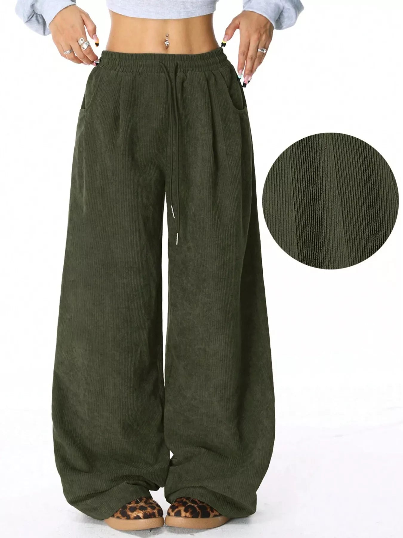 Casual Corduroy Wide Leg Pants - PBNJ FASHIONS