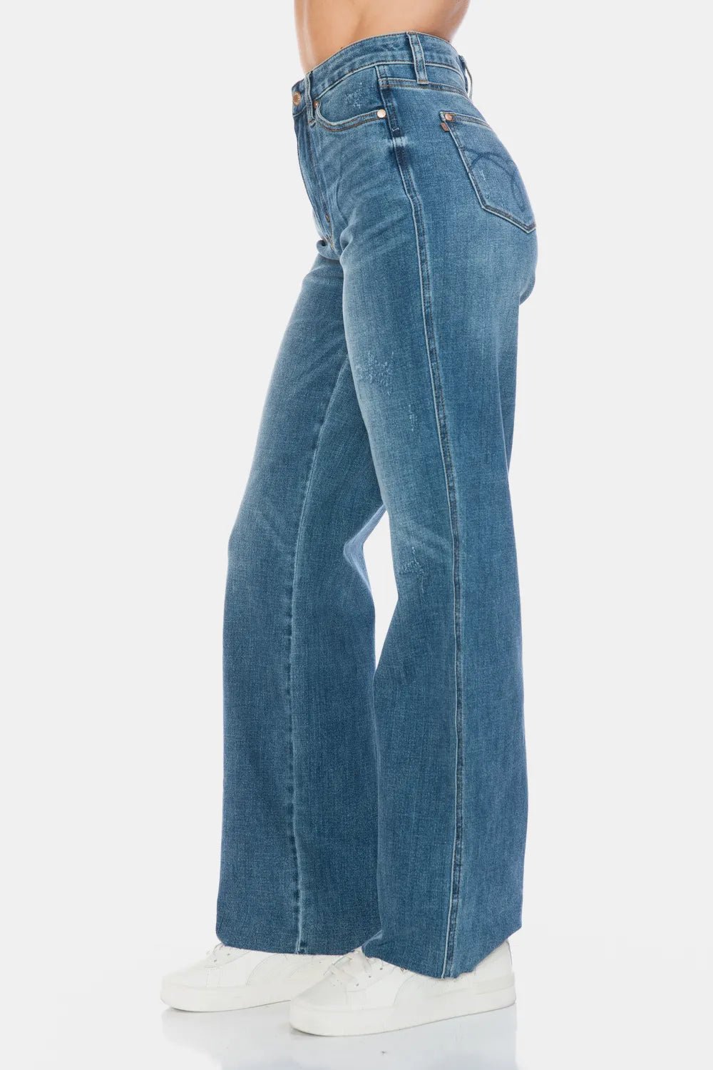 Judy Blue Full Size Tummy Control Cut Raw Hem Straight Jeans - PBNJ FASHIONS