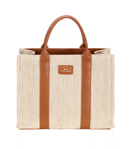 David Jones Square Woven Tote Handbag - PBNJ FASHIONS