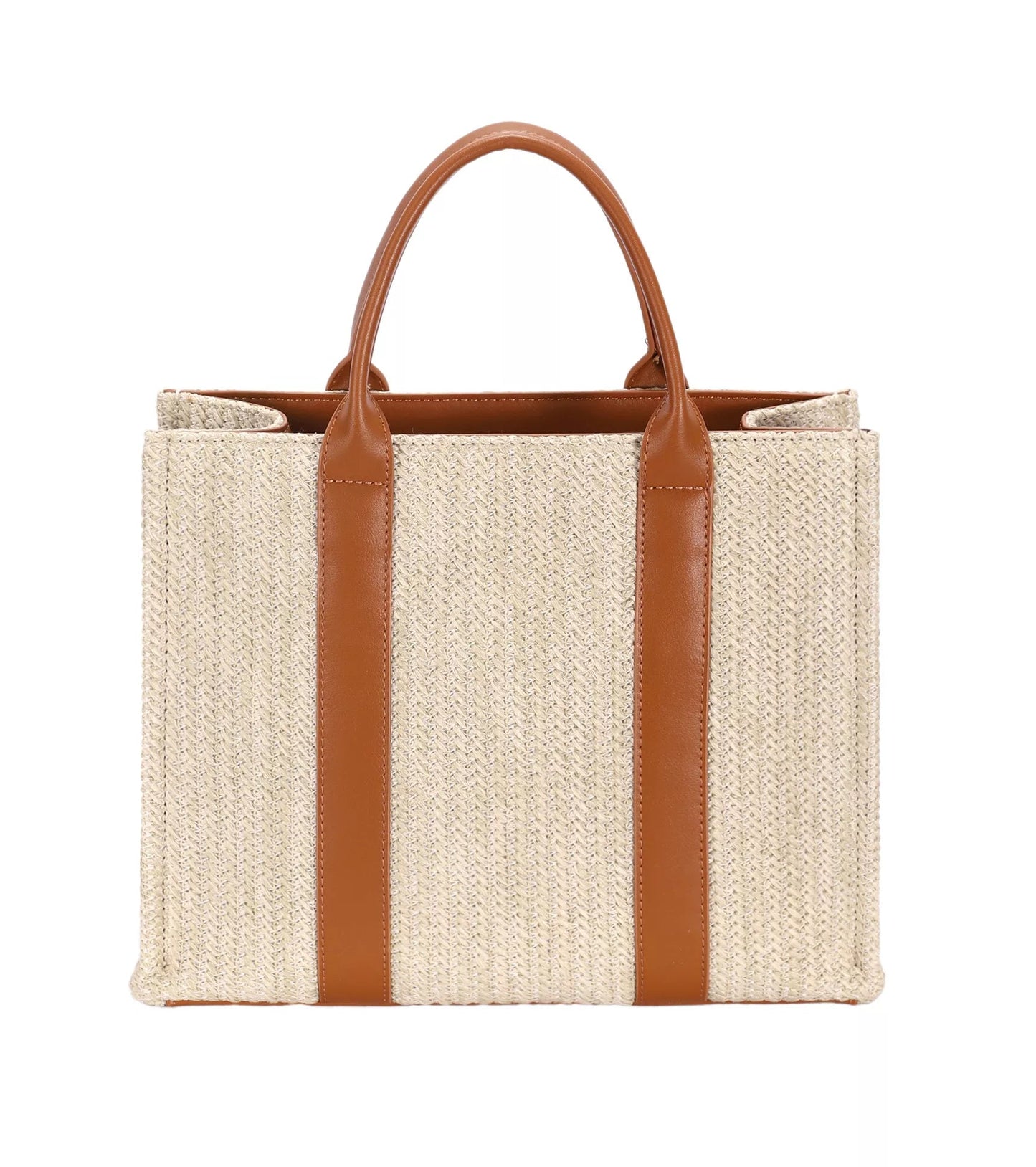 David Jones Square Woven Tote Handbag - PBNJ FASHIONS