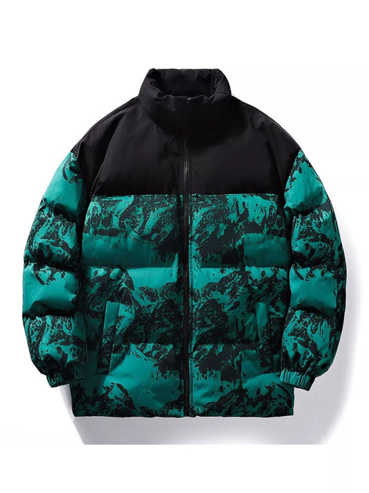 Men's Full Size Printed Padded Winter Coat Plus Size - PBNJ FASHIONS