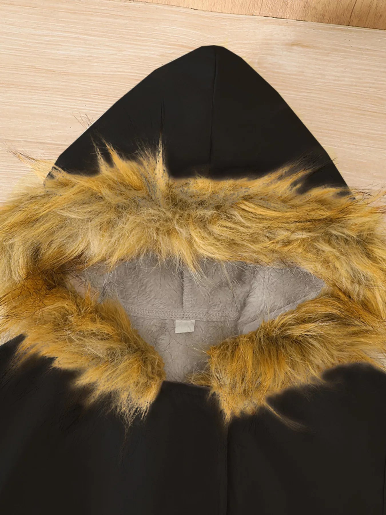 Children's Tie Waist Faux Fur Hooded Outerwear - PBNJ FASHIONS