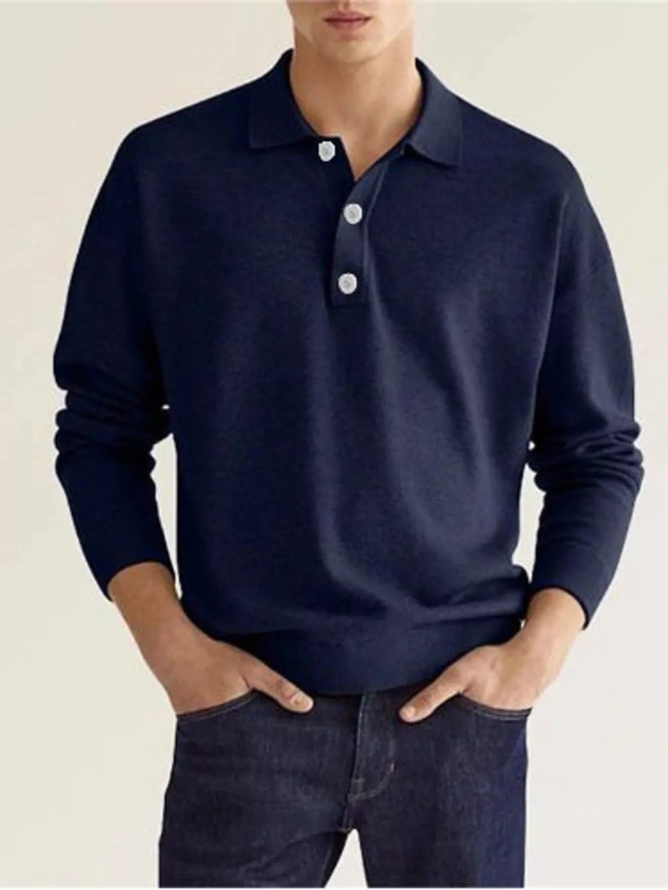 Men's Plus Size Long Sleeve Casual Polo Shirt - PBNJ FASHIONS