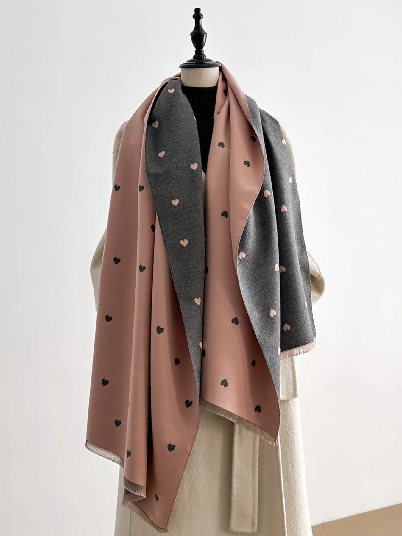 Heart Raw Hem Scarf - PBNJ FASHIONS
