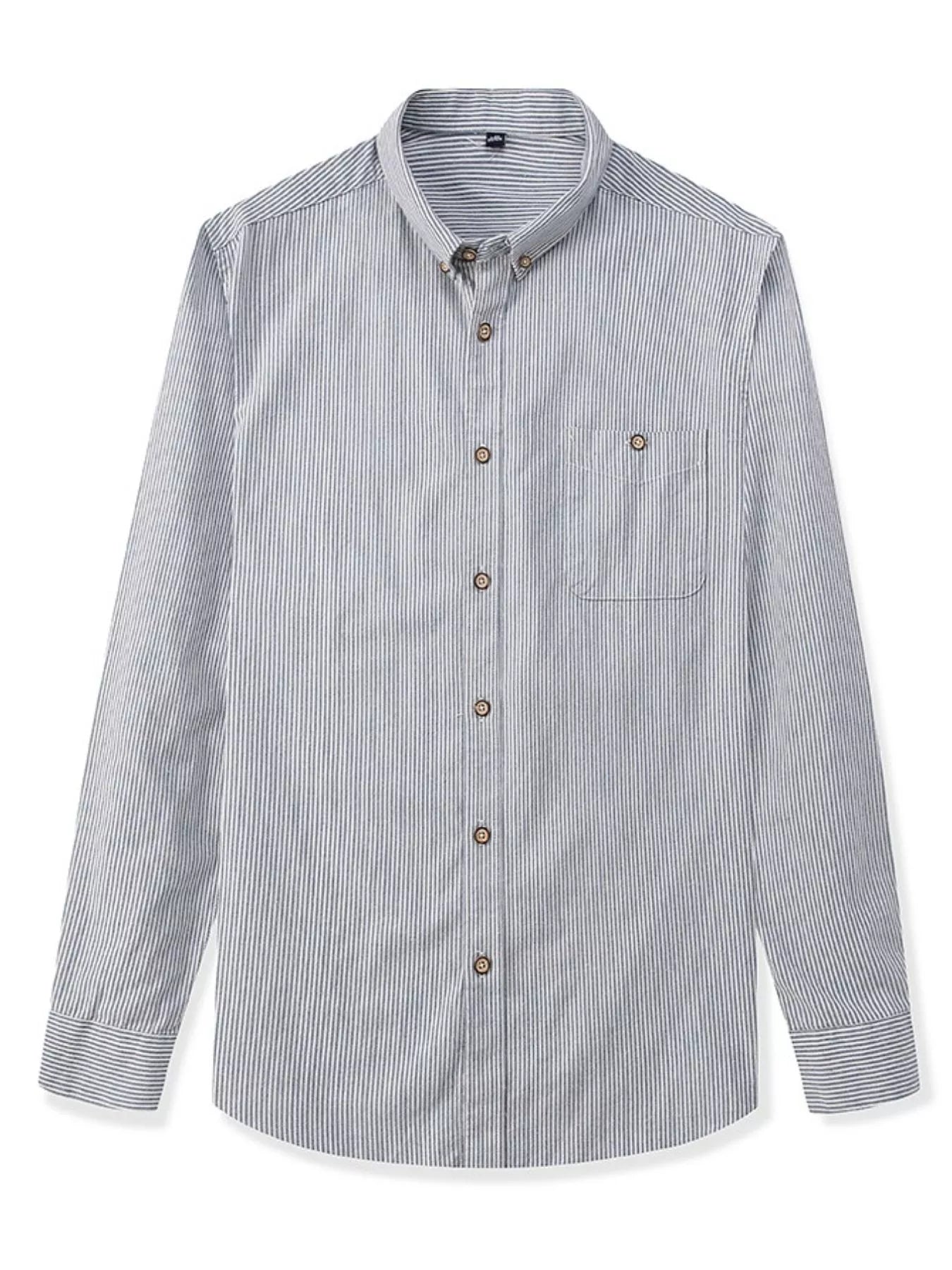 Men's Full Size Casual Striped Corduroy Shirt Plus Size - PBNJ FASHIONS