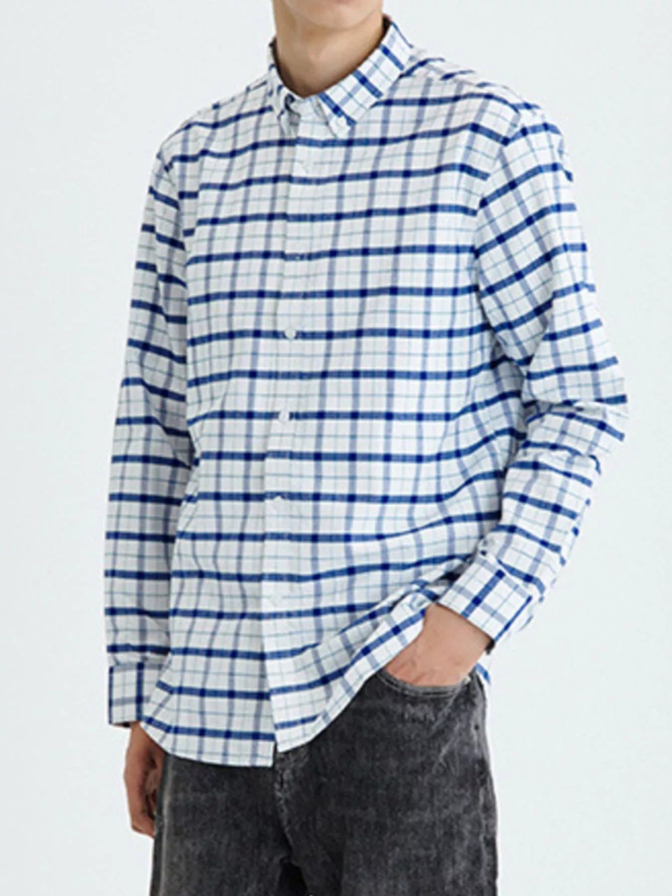 Men's Full Size Plaid Long Sleeve Shirt Plus Size - PBNJ FASHIONS
