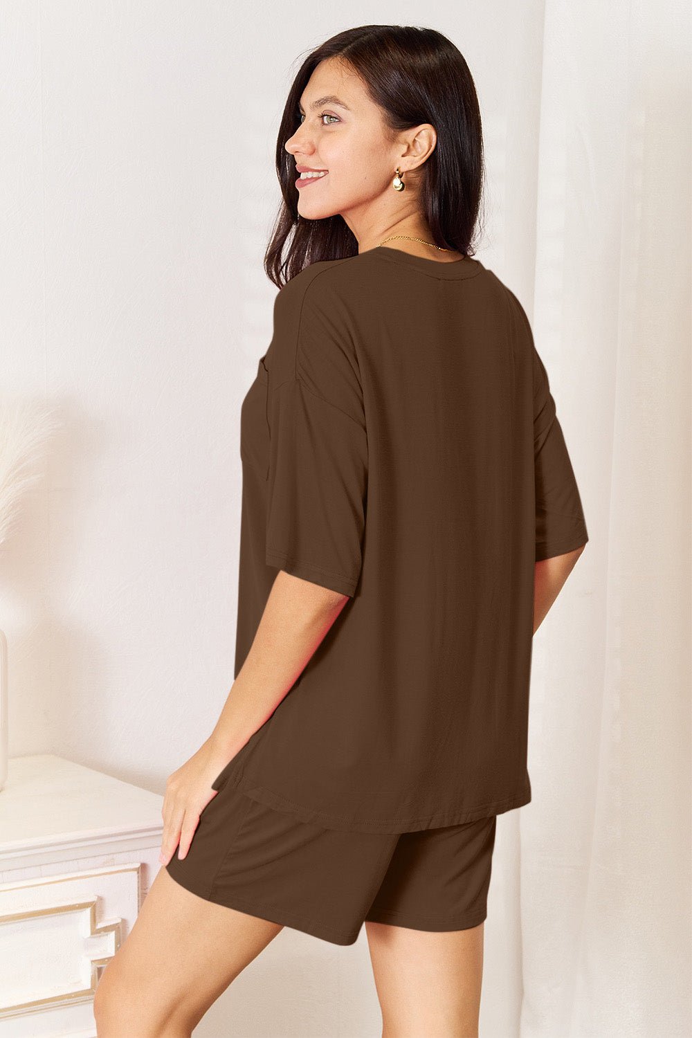 Basic Bae Full Size Soft Rayon Half Sleeve Top and Shorts Set - PBNJ FASHIONS