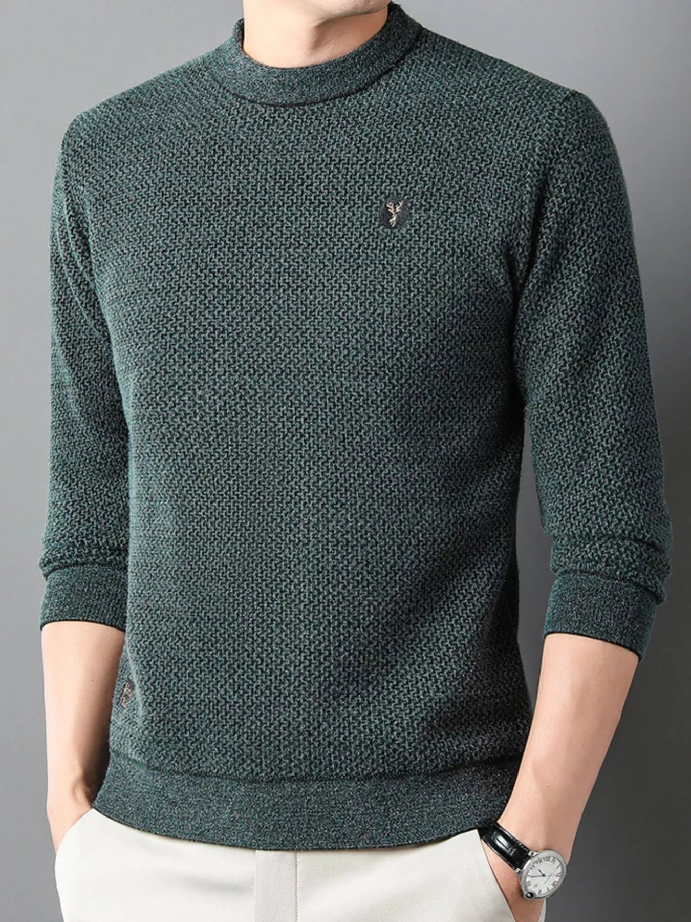 Men's Plus Size Textured Knit Mock Neck Sweater - PBNJ FASHIONS