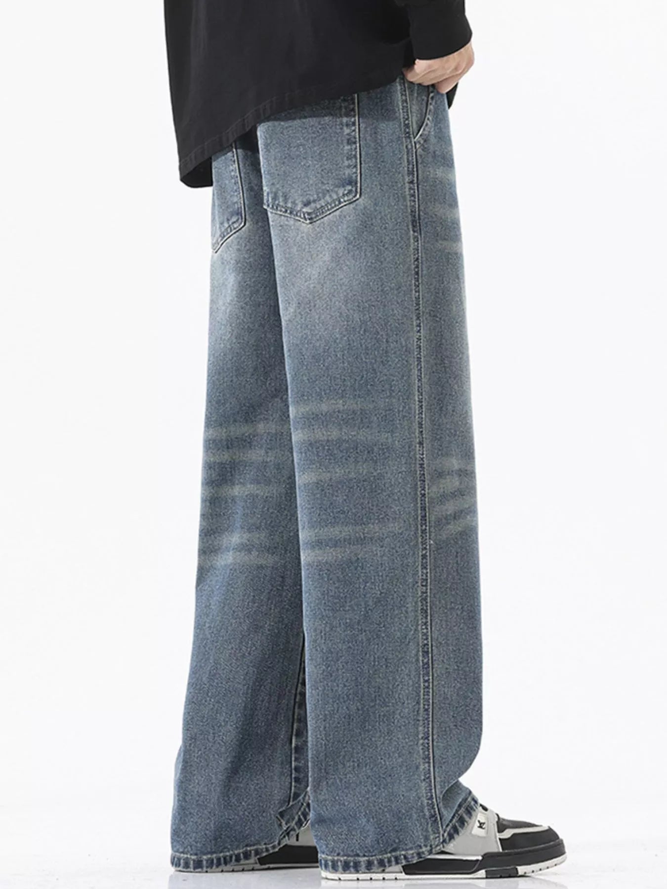 Men's Full Size Wash Wide Leg Jeans Plus Size - PBNJ FASHIONS