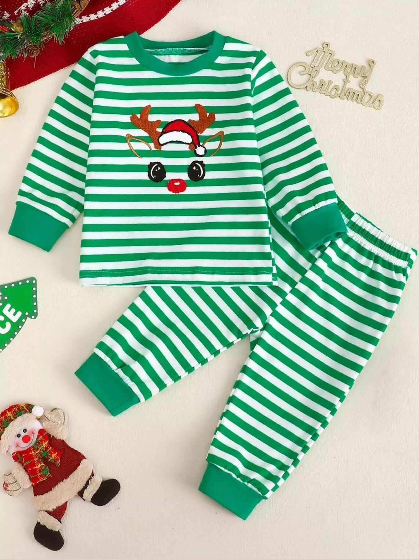 Children's Christmas Striped Pajama Set - PBNJ FASHIONS