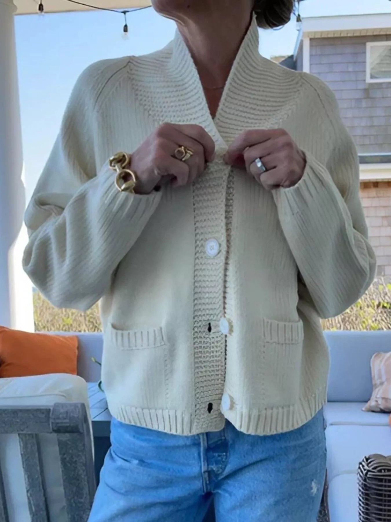 USA Flag Chunky Knit Button - Down Cardigan - PBNJ FASHIONS