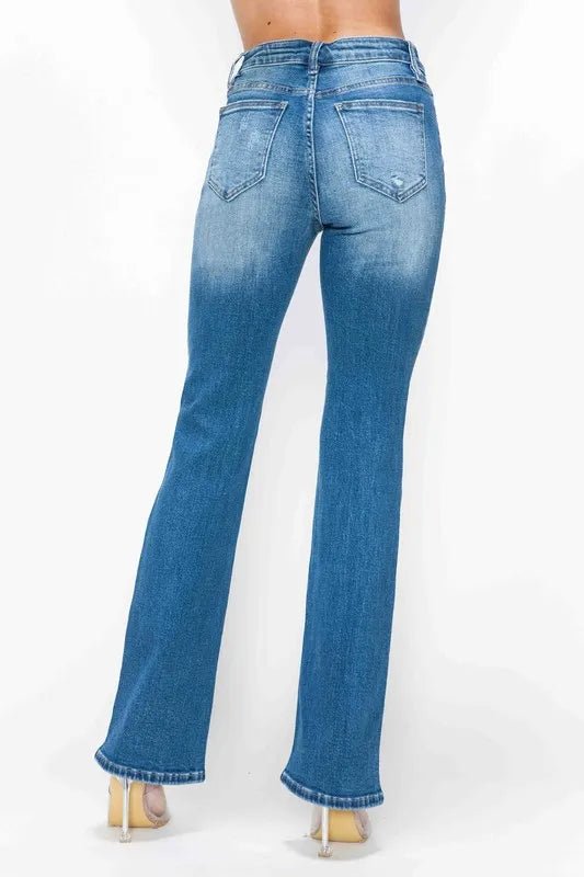 bytos Full Size Distressed High Rise Jeans with Pockets - PBNJ FASHIONS