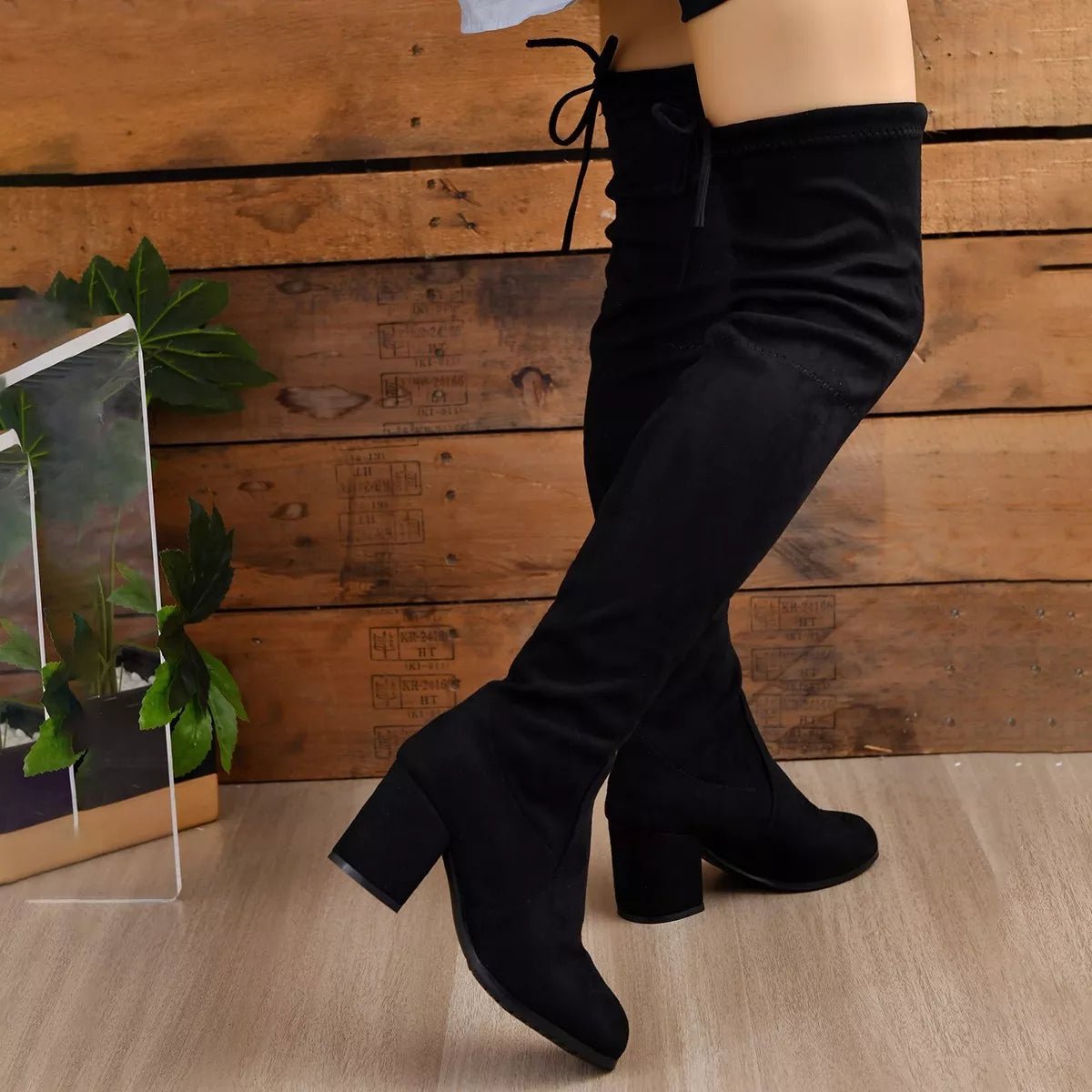 Chunky Heel Round Toe Boots - Elegant & Comfortable Footwear for Any Occasion - Black-35- - PBNJ FASHIONS