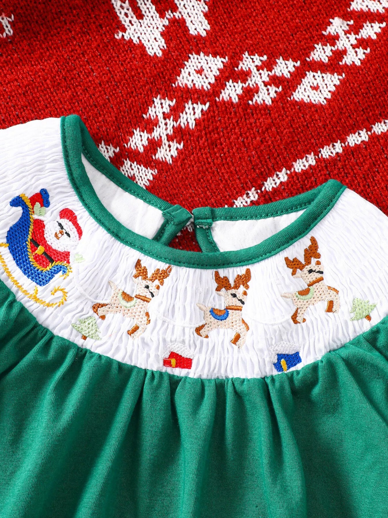 Children's Christmas Embroidered A - Line Dress - PBNJ FASHIONS