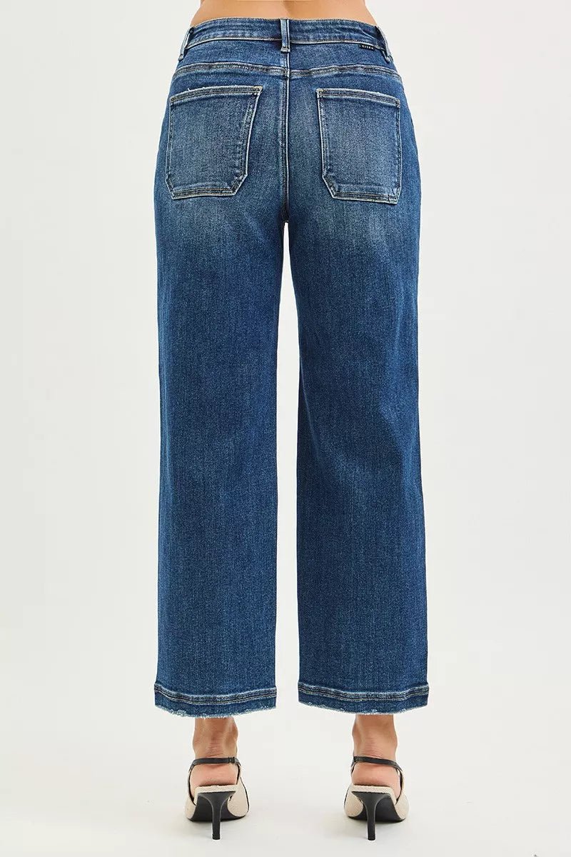 RISEN Slouchy Cropped Baggy Jeans with Front Patch Pocket - PBNJ FASHIONS