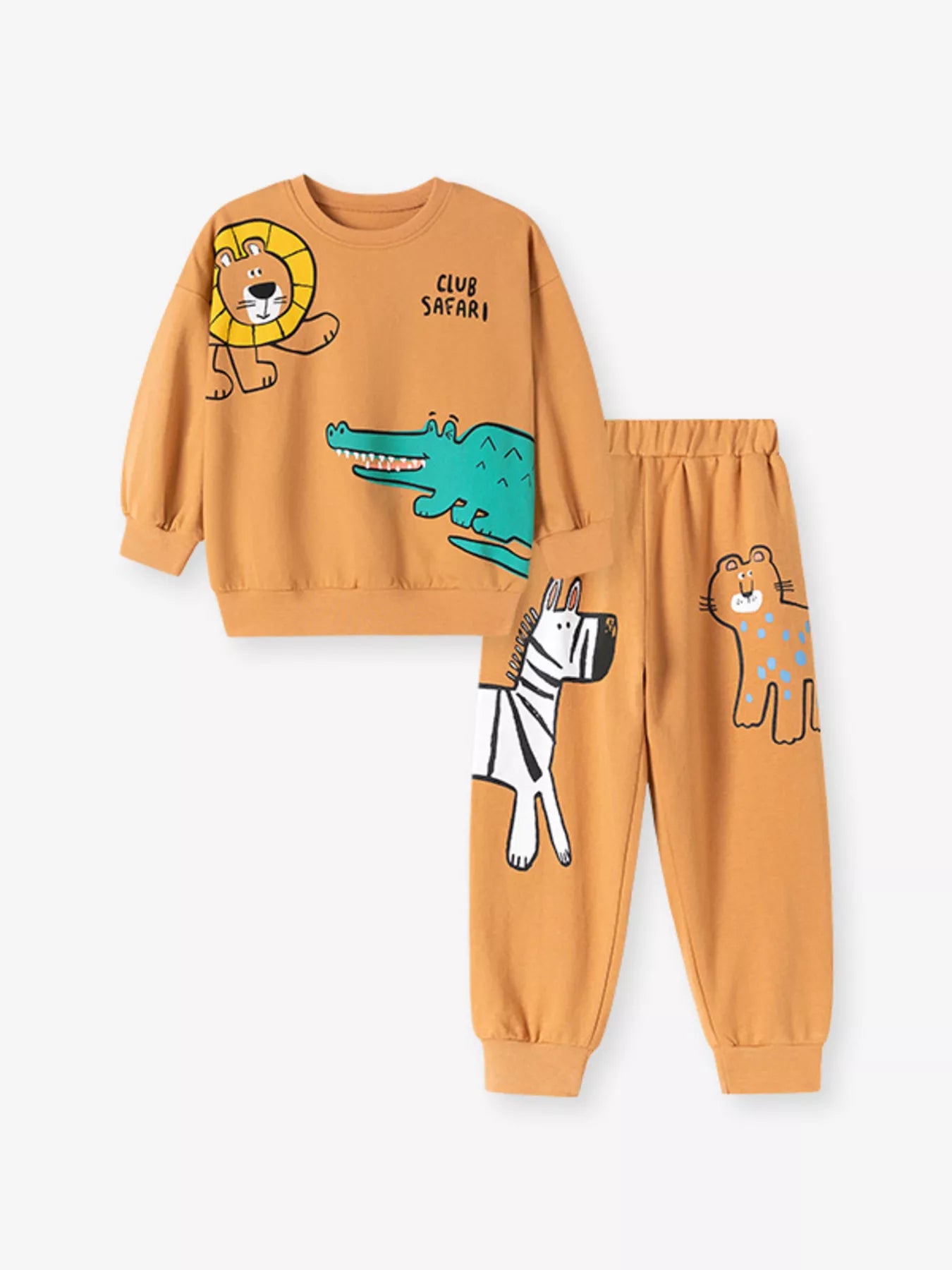 Children's Animal Round Neck Sweatshirt and Pants Set - PBNJ FASHIONS