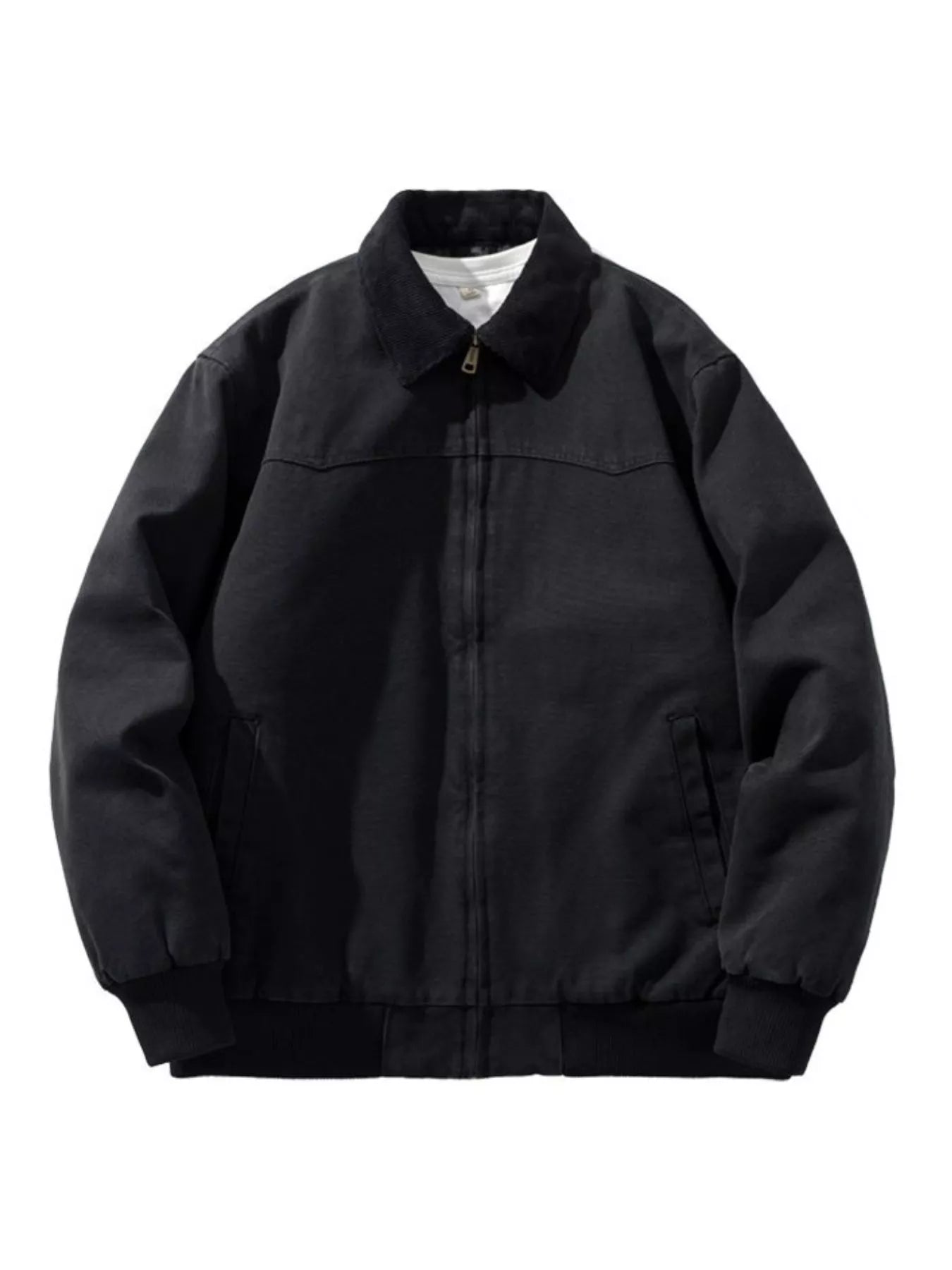 Men's Plus Size Corduroy Collar Zip - Up Jacket - PBNJ FASHIONS