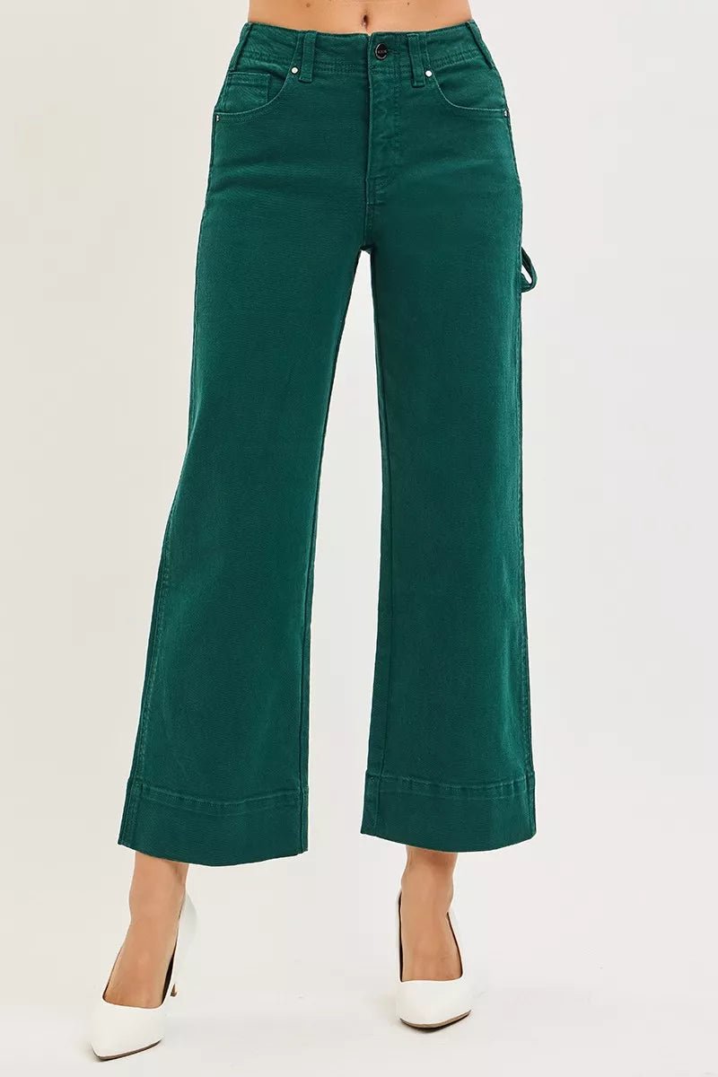 RISEN Tummy Control High Rise Crop Wide No Waist Band Pants - PBNJ FASHIONS