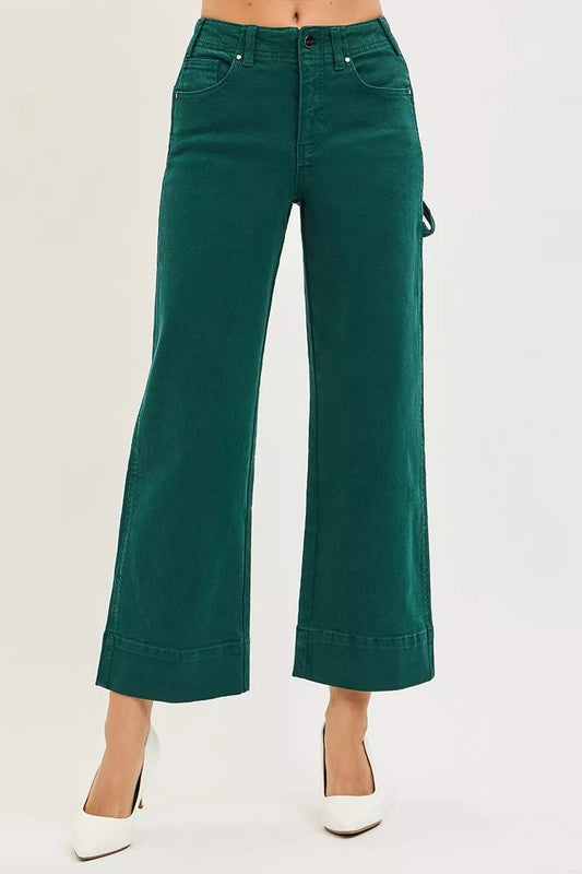 RISEN Tummy Control High Rise Crop Wide No Waist Band Pants - PBNJ FASHIONS