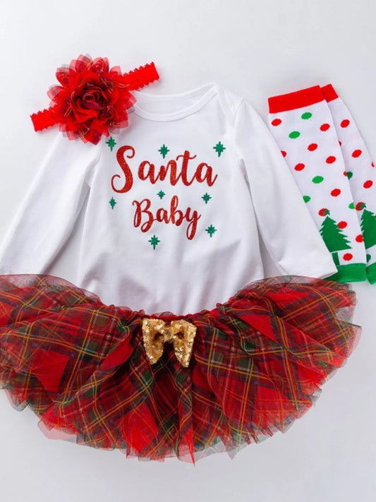 Children's Christmas Santa Baby 4 Piece Outfit Set - PBNJ FASHIONS