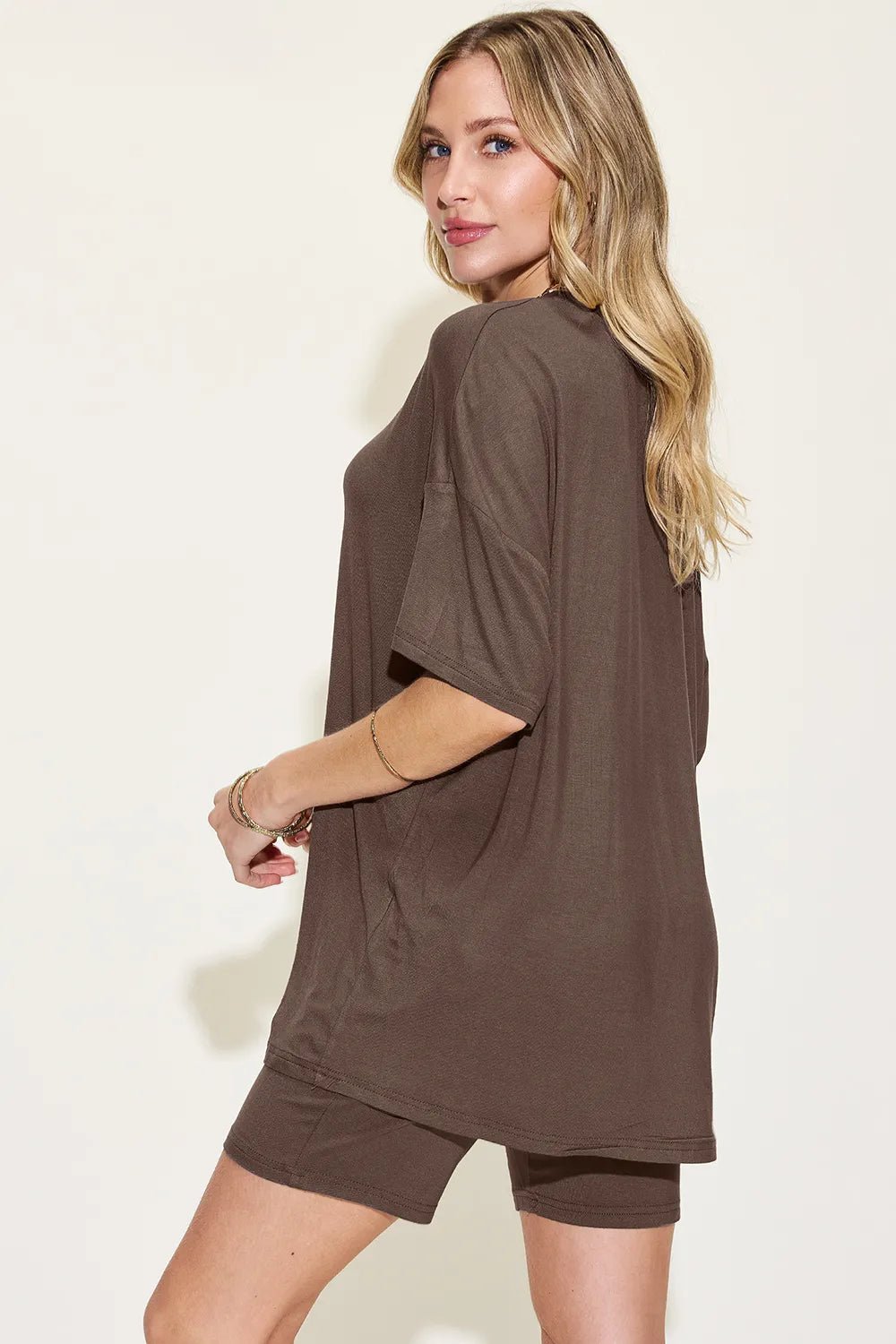 Basic Bae Full Size V - Neck Drop Shoulder T-Shirt and Shorts Set - PBNJ FASHIONS