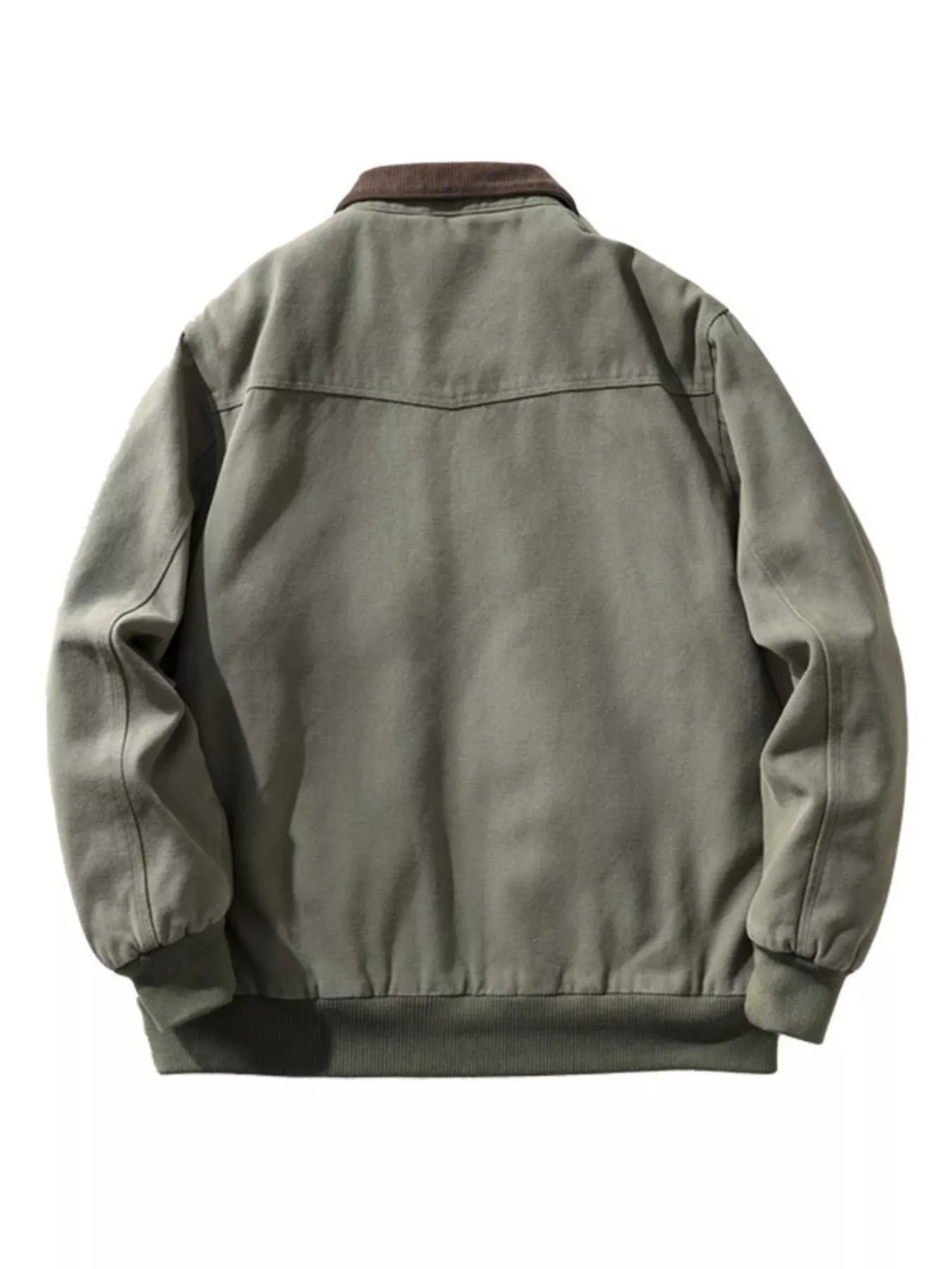 Men's Plus Size Corduroy Collar Zip - Up Jacket - PBNJ FASHIONS
