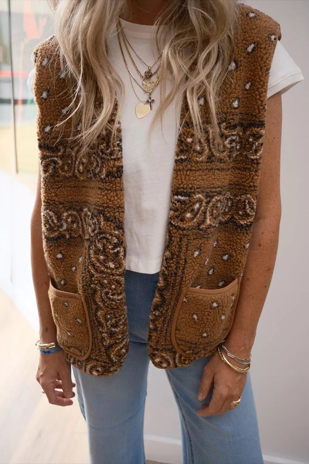 Fleece Open Front Vest Coat - PBNJ FASHIONS