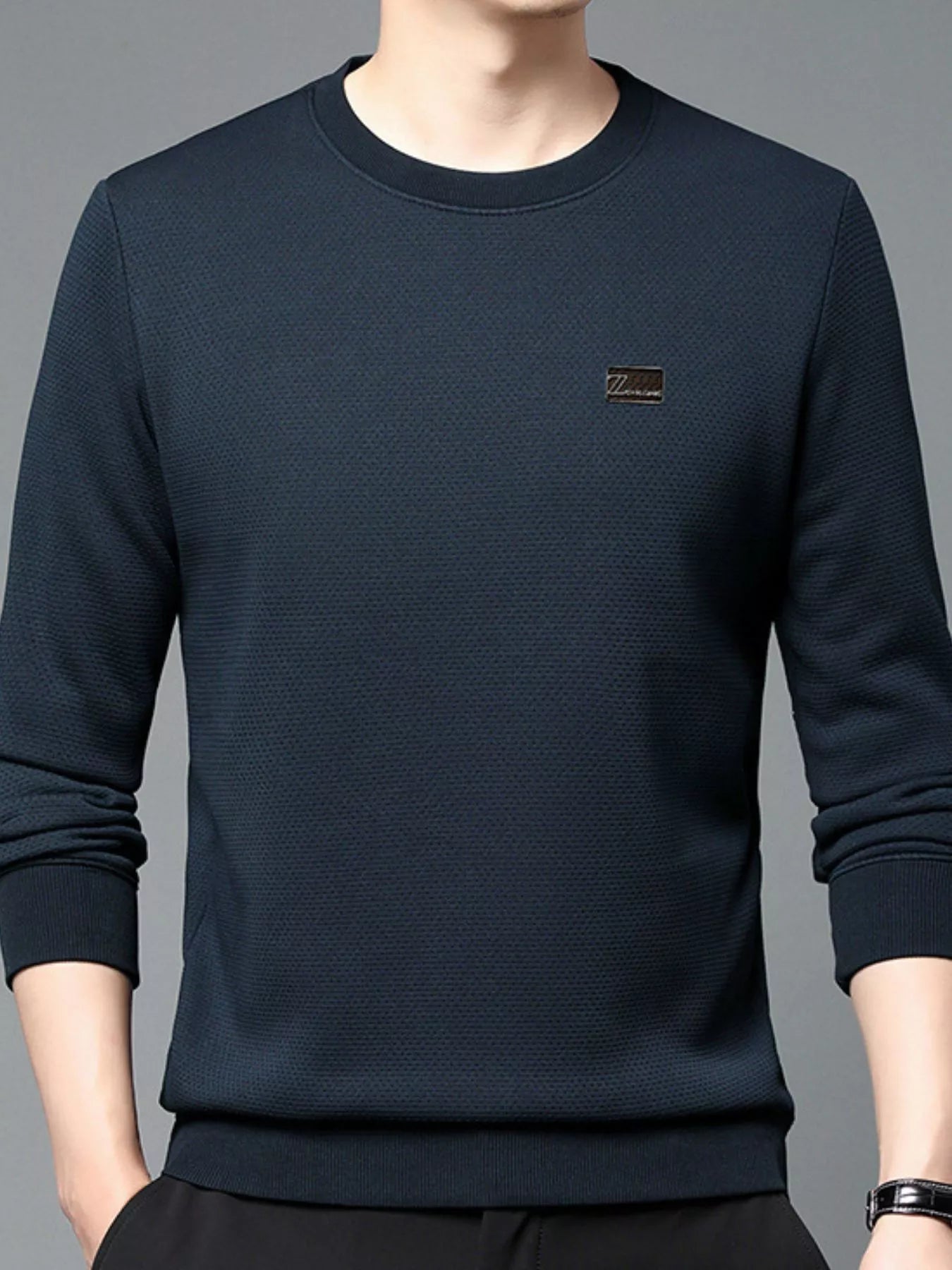 Men's Plus Size Textured Long Sleeve Casual T-Shirt - PBNJ FASHIONS