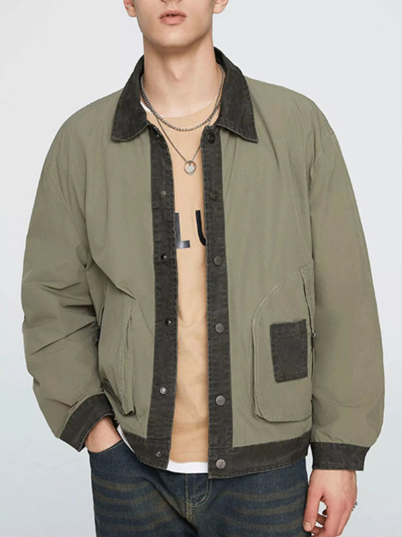 Men's Plus Size Snap Down Long Sleeve Jacket - PBNJ FASHIONS