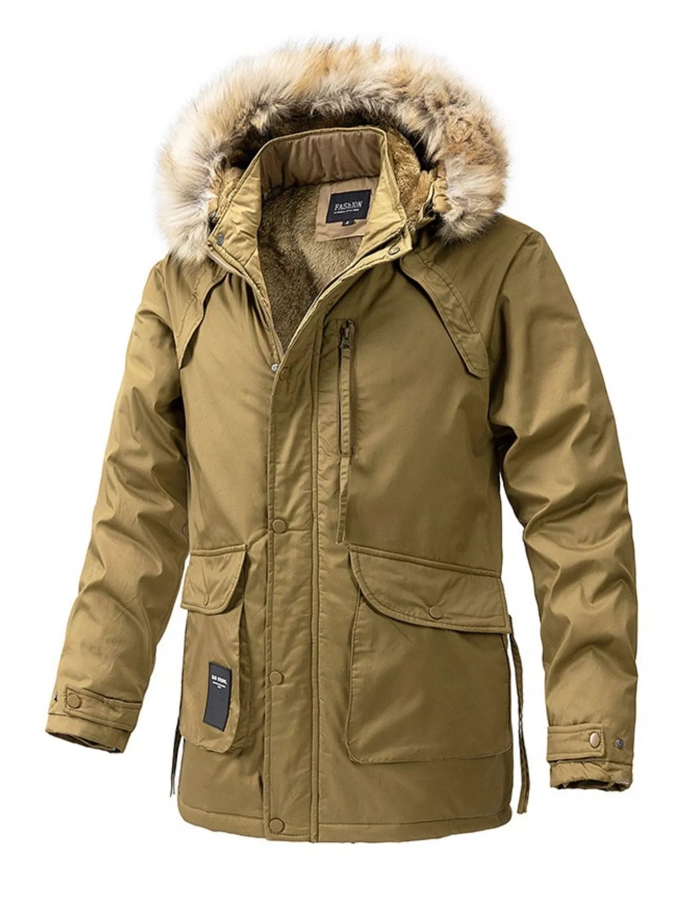 Men's Plus Size Fur Hooded Winter Parka Coat - PBNJ FASHIONS