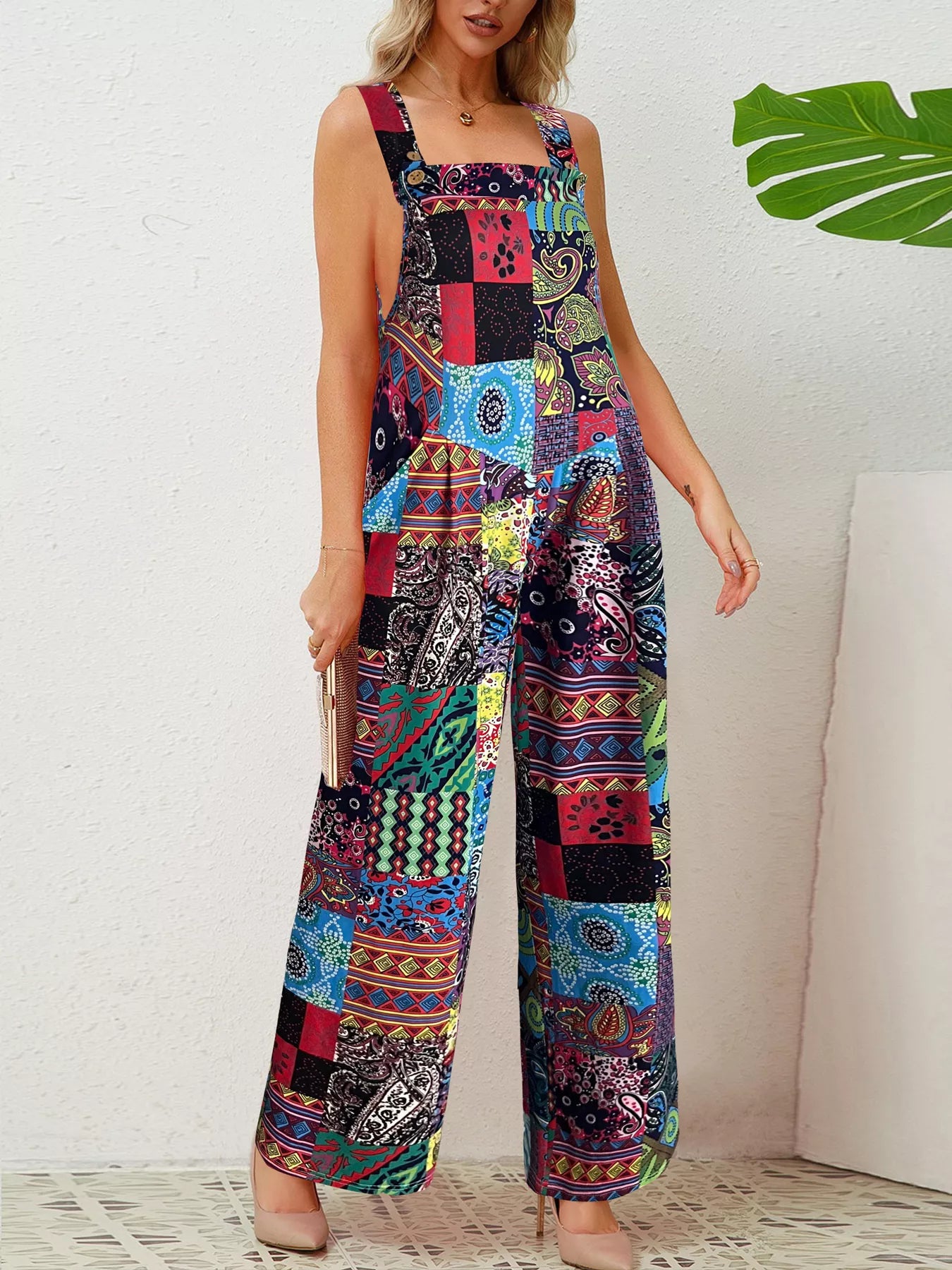 Plus Size Printed Wide Leg Jumpsuit - PBNJ FASHIONS