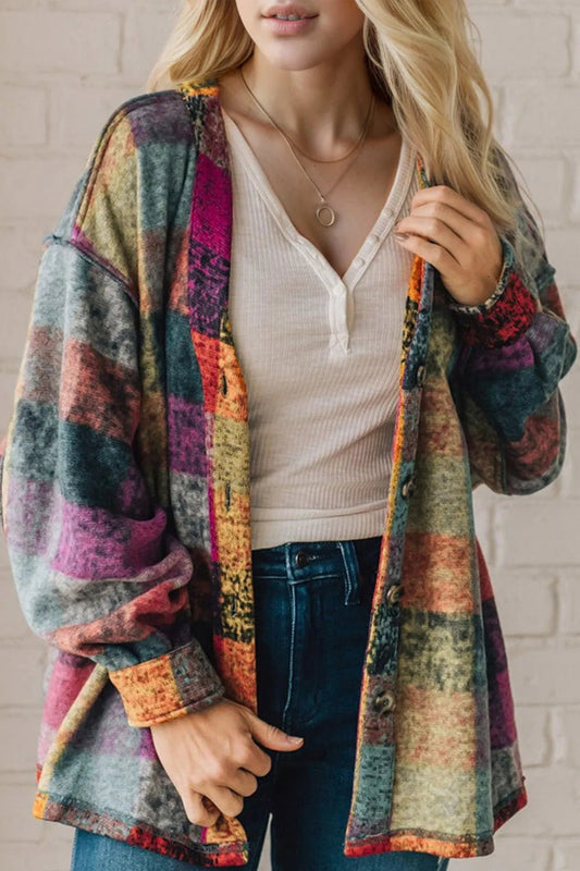 Double Take Full Size Exposed Seam Button Up Fleece Shacket - PBNJ FASHIONS