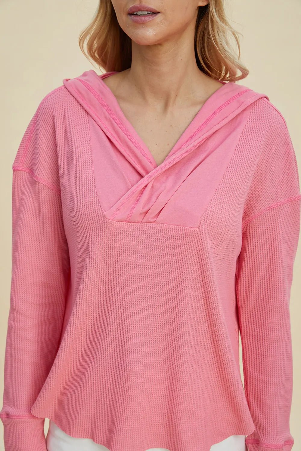 Double Take Full Size High - Low Dropped Shoulder Long Sleeve Hoodie - PBNJ FASHIONS