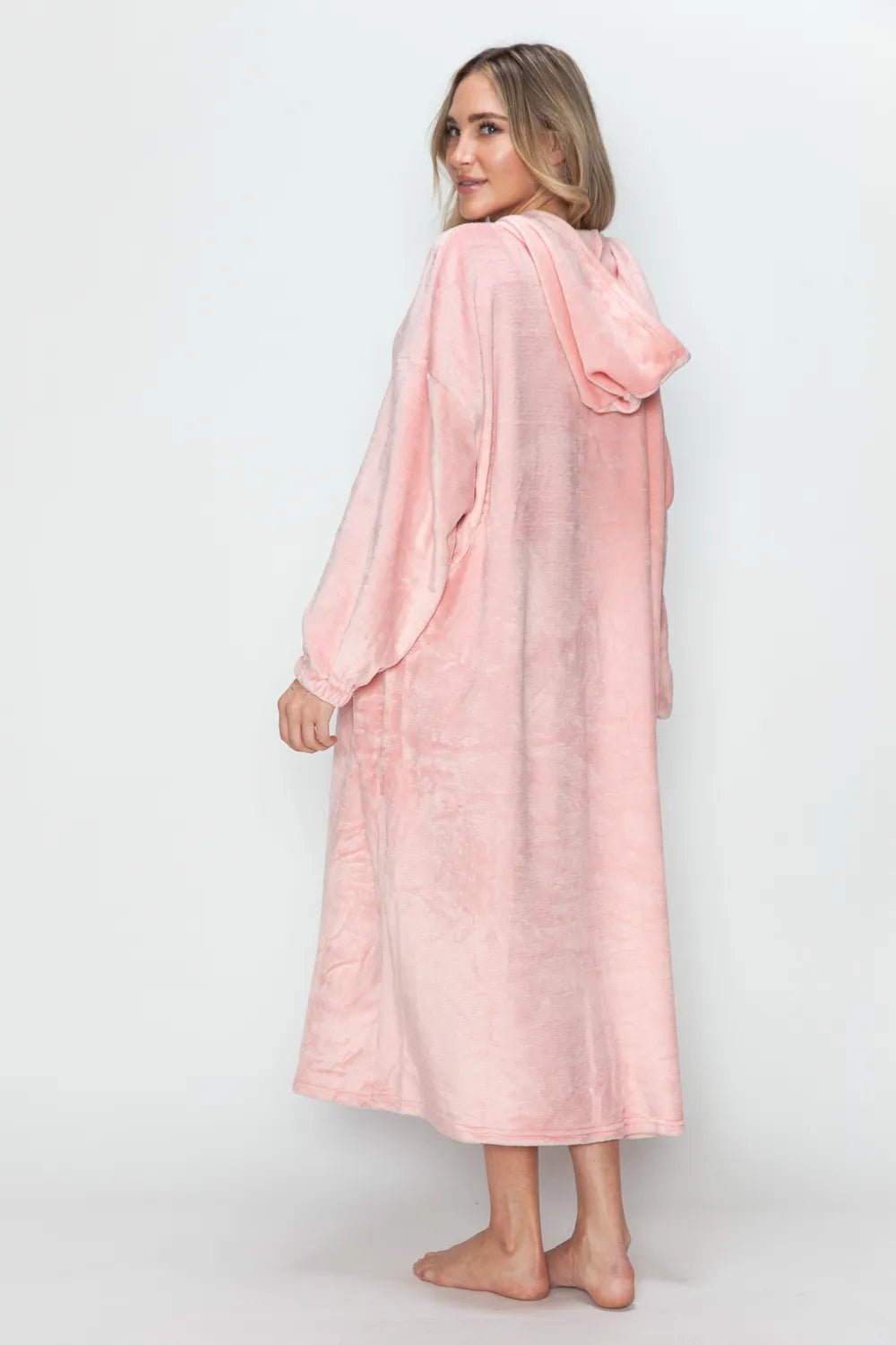 Double Take Full Size Pocketed Hooded Midi Lounge Dress - PBNJ FASHIONS