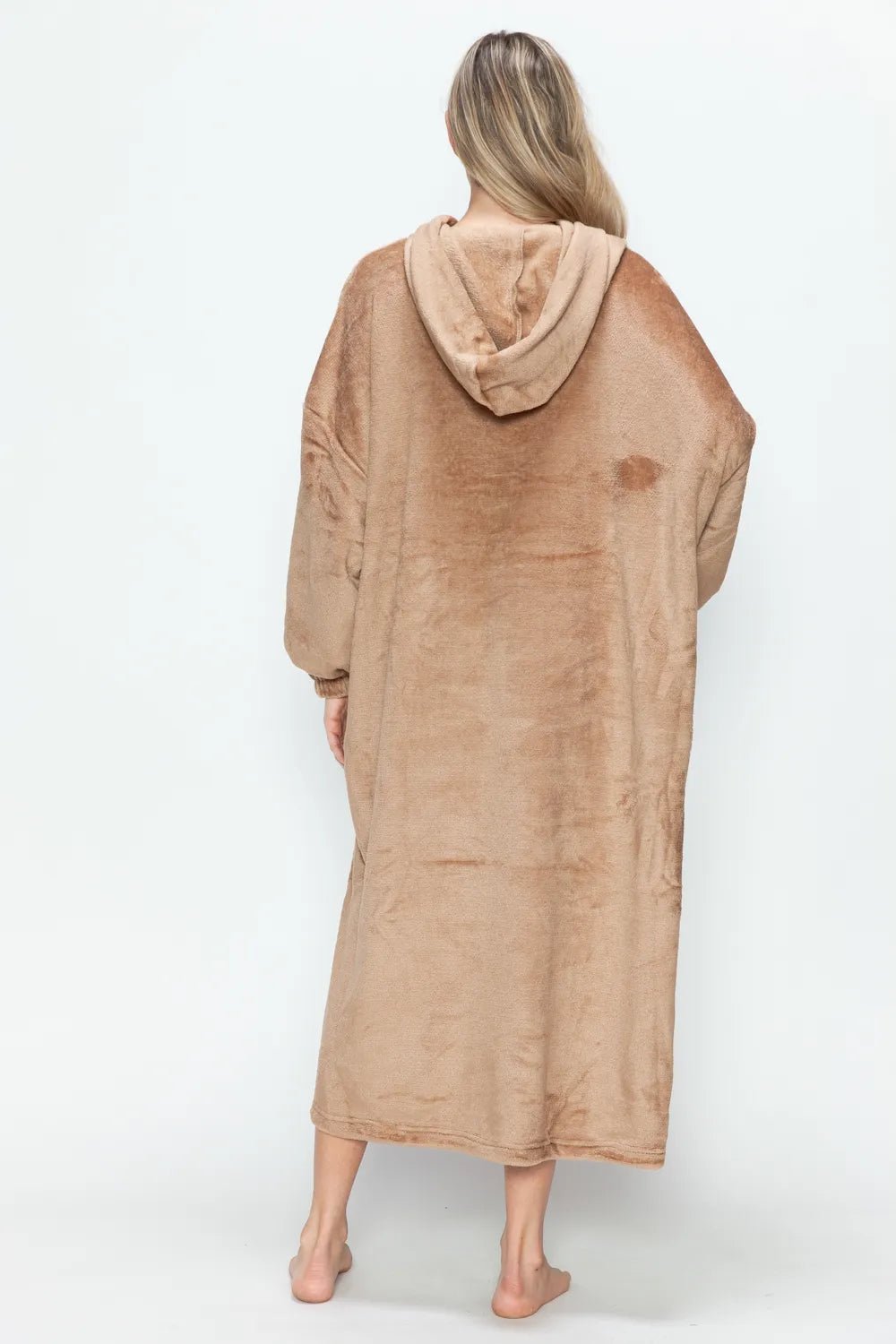 Double Take Full Size Pocketed Hooded Midi Lounge Dress - PBNJ FASHIONS