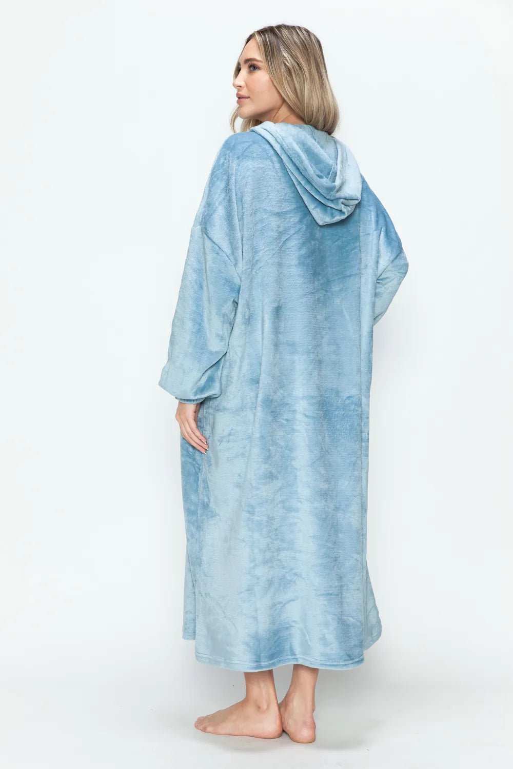 Double Take Full Size Pocketed Hooded Midi Lounge Dress - PBNJ FASHIONS
