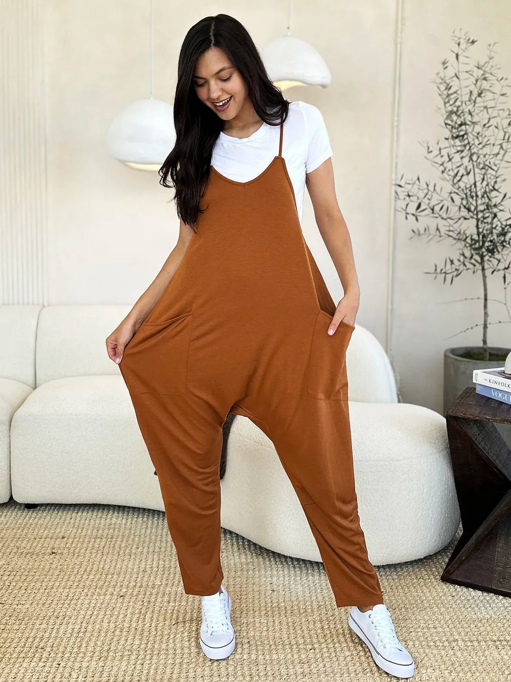 Double Take Full Size Sleeveless V - Neck Pocketed Jumpsuit - PBNJ FASHIONS